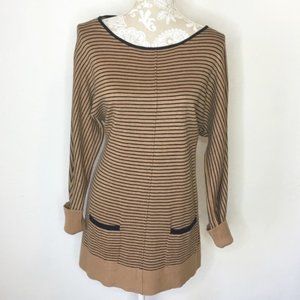 Halogen Sweater Dress Tan & black Striped Dress